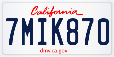 CA license plate 7MIK870