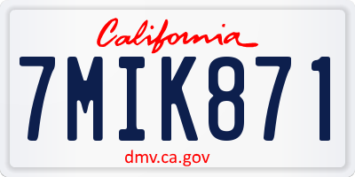 CA license plate 7MIK871
