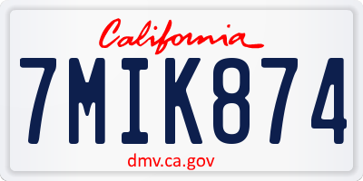 CA license plate 7MIK874