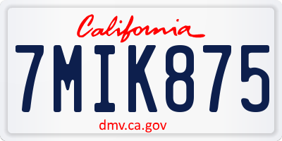 CA license plate 7MIK875