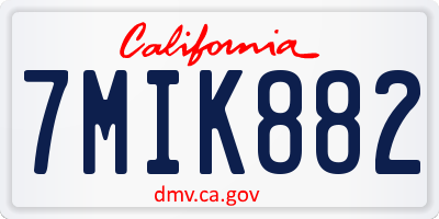CA license plate 7MIK882