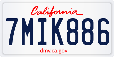 CA license plate 7MIK886