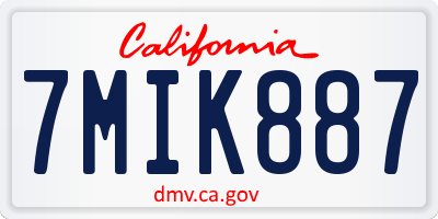 CA license plate 7MIK887