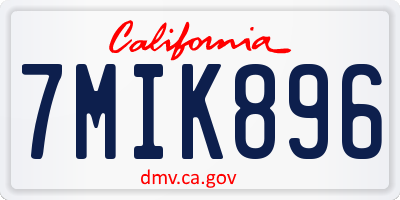 CA license plate 7MIK896