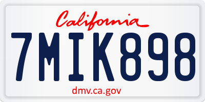 CA license plate 7MIK898