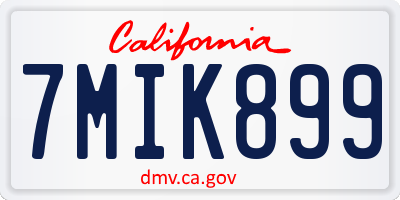 CA license plate 7MIK899
