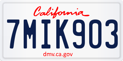 CA license plate 7MIK903