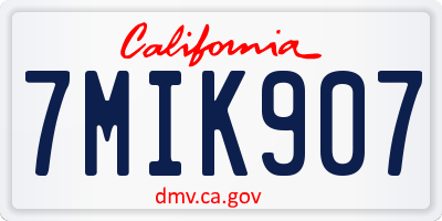 CA license plate 7MIK907