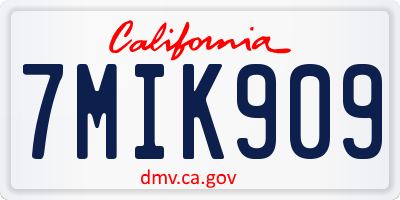 CA license plate 7MIK909