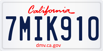 CA license plate 7MIK910