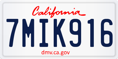 CA license plate 7MIK916