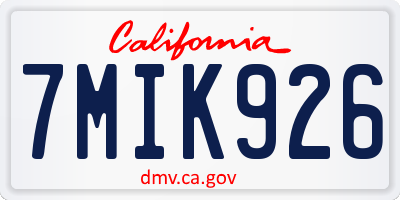 CA license plate 7MIK926