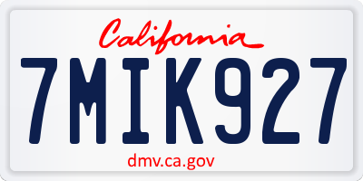 CA license plate 7MIK927