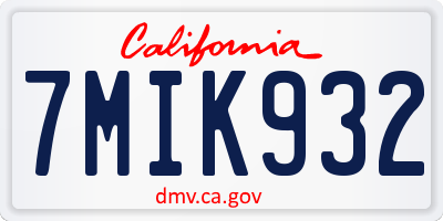 CA license plate 7MIK932