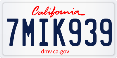 CA license plate 7MIK939