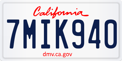 CA license plate 7MIK940
