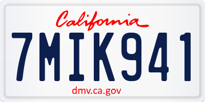 CA license plate 7MIK941