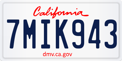 CA license plate 7MIK943