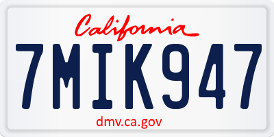 CA license plate 7MIK947