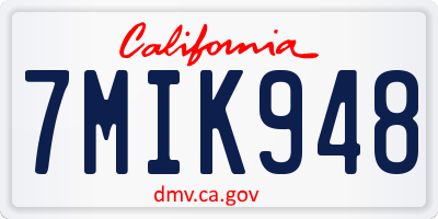 CA license plate 7MIK948