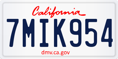 CA license plate 7MIK954