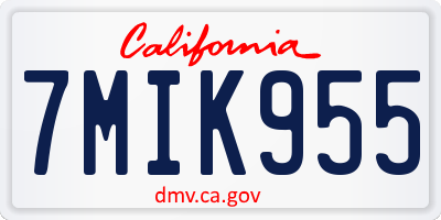 CA license plate 7MIK955