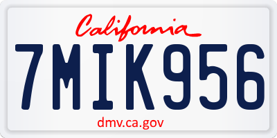 CA license plate 7MIK956