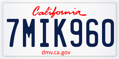 CA license plate 7MIK960