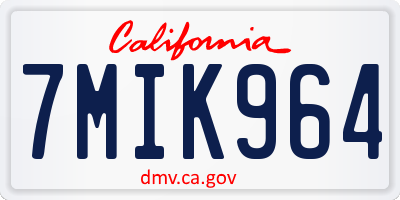 CA license plate 7MIK964
