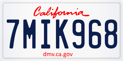 CA license plate 7MIK968