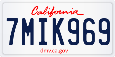 CA license plate 7MIK969