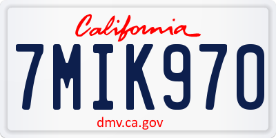 CA license plate 7MIK970