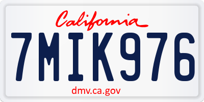 CA license plate 7MIK976