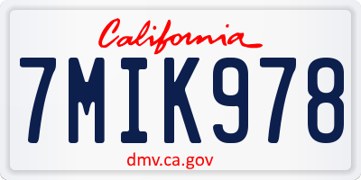 CA license plate 7MIK978