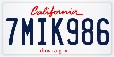 CA license plate 7MIK986