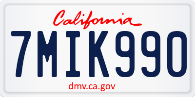 CA license plate 7MIK990