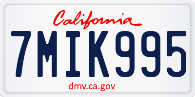 CA license plate 7MIK995