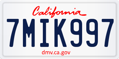 CA license plate 7MIK997