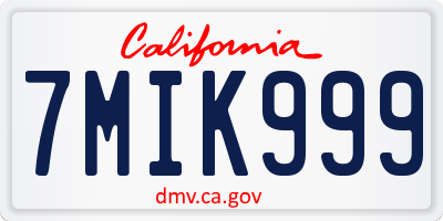 CA license plate 7MIK999