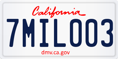 CA license plate 7MIL003