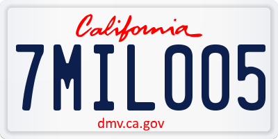CA license plate 7MIL005