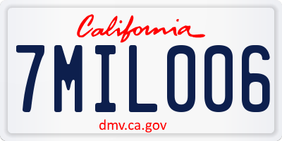 CA license plate 7MIL006