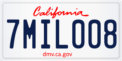 CA license plate 7MIL008