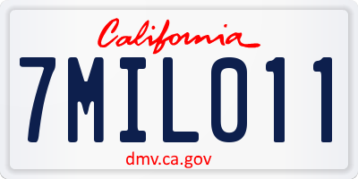 CA license plate 7MIL011