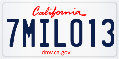 CA license plate 7MIL013