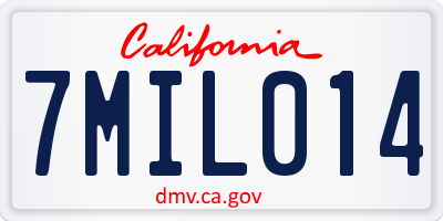 CA license plate 7MIL014