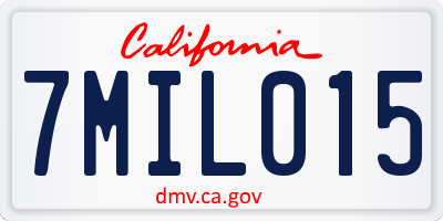 CA license plate 7MIL015