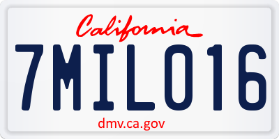 CA license plate 7MIL016