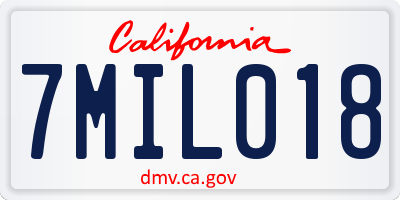 CA license plate 7MIL018