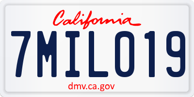 CA license plate 7MIL019